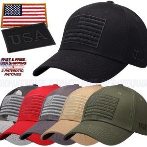 ANTOURAGE American Flag Constructed Hard Crown Unisex Baseball Hat + 2 Patches